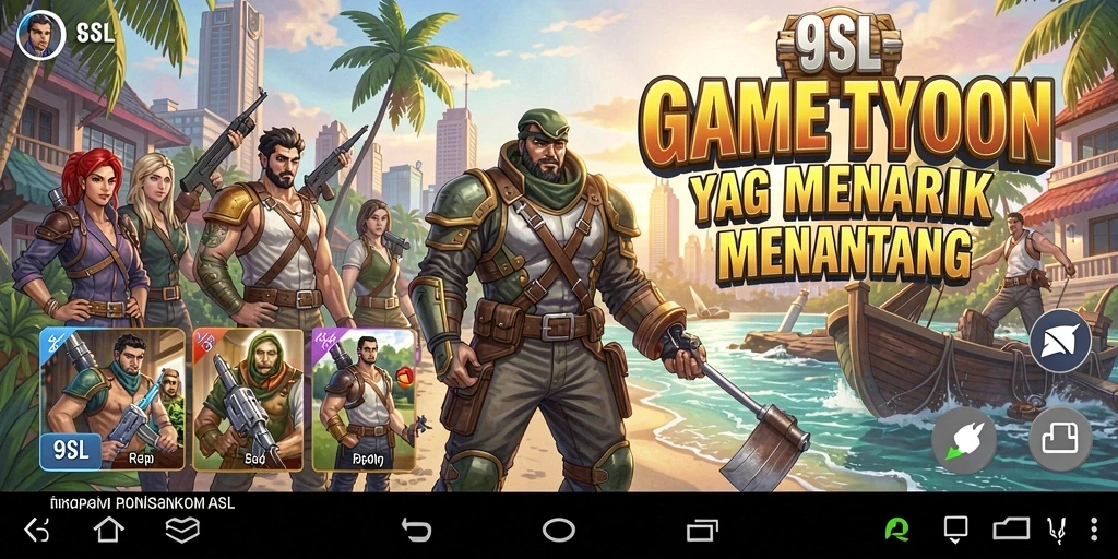 Tampilan gameplay menarik di dalam 9SL yang menggambarkan pengelolaan bisnis.