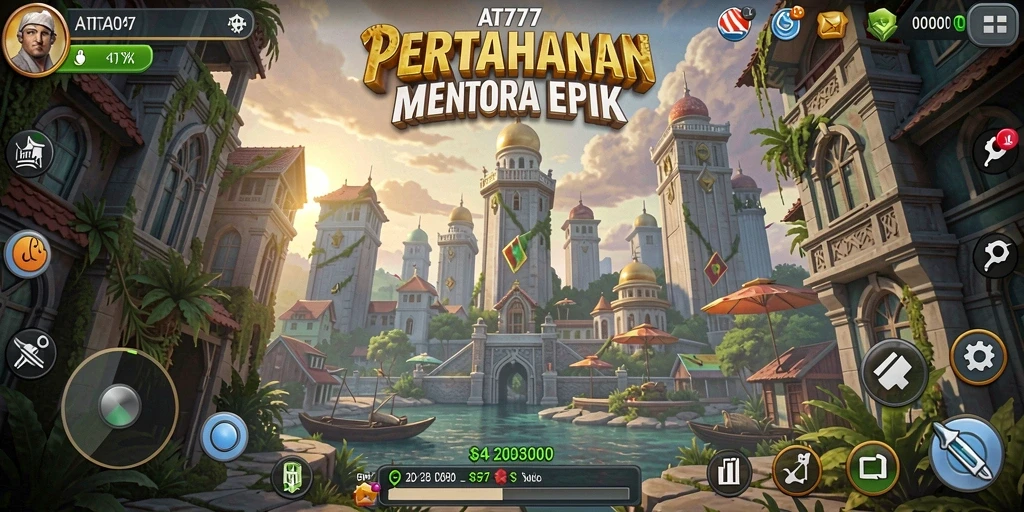 Screenshot AT777 menampilkan aksi seru permainan Tower Defense.