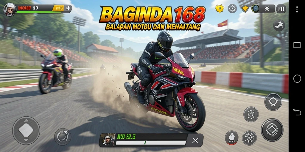 Tampilan gameplay seru dari BAGINDA168 dengan aksi balapan cepat.