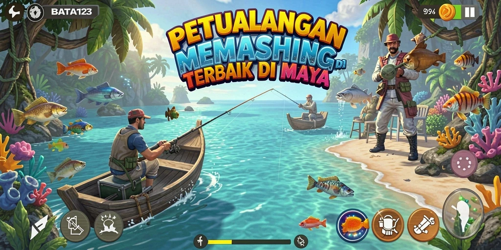 Screenshot BATA123 menunjukkan aksi memancing yang mendebarkan di lokasi indah.