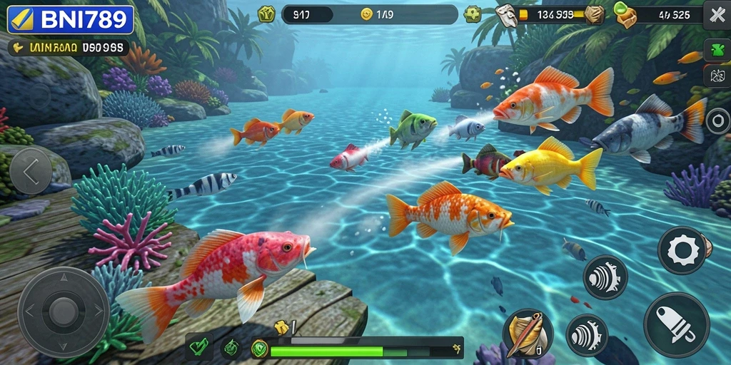 Gameplay seru BNI789 dengan aksi tembak ikan.