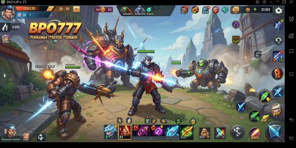 Screen utama BPO777 menampilkan gameplay strategi yang menantang.
