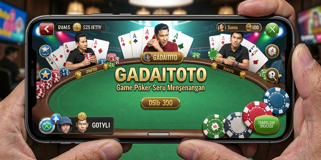 Tampilan gameplay GADAITOTO saat permainan poker berlangsung.