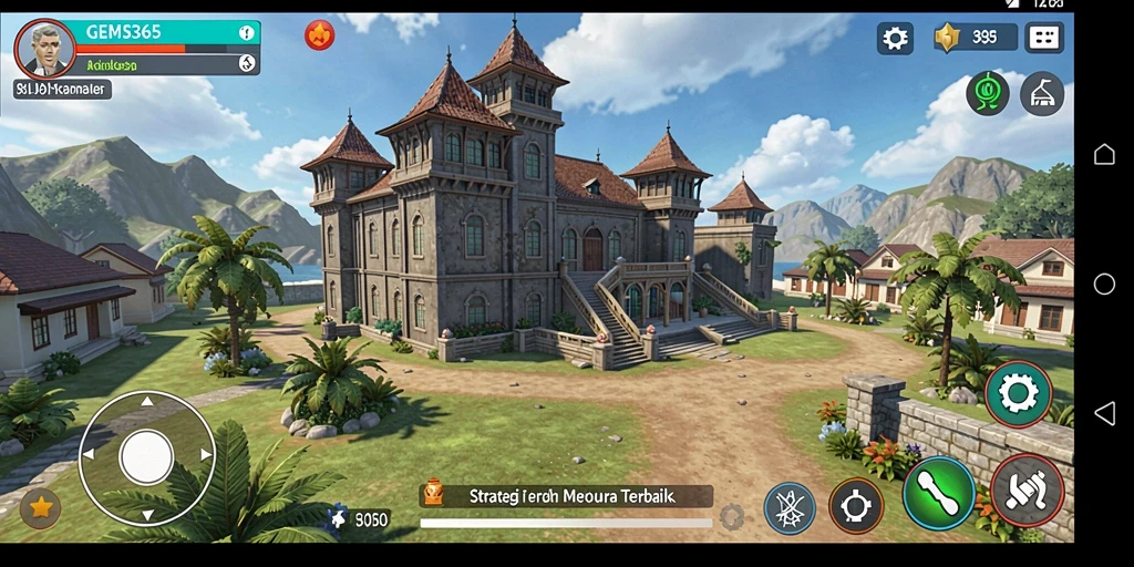 Tampilan gameplay GEMS365 menampilkan menara dan musuh yang beragam.