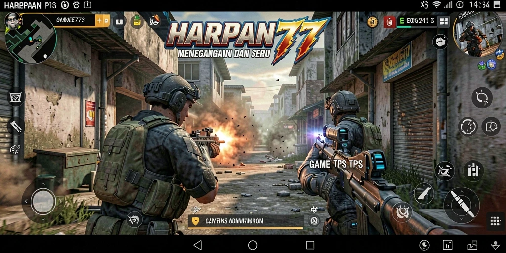 Screenshot gameplay HARAPAN777 menampilkan aksi seru dalam pertempuran TPS.