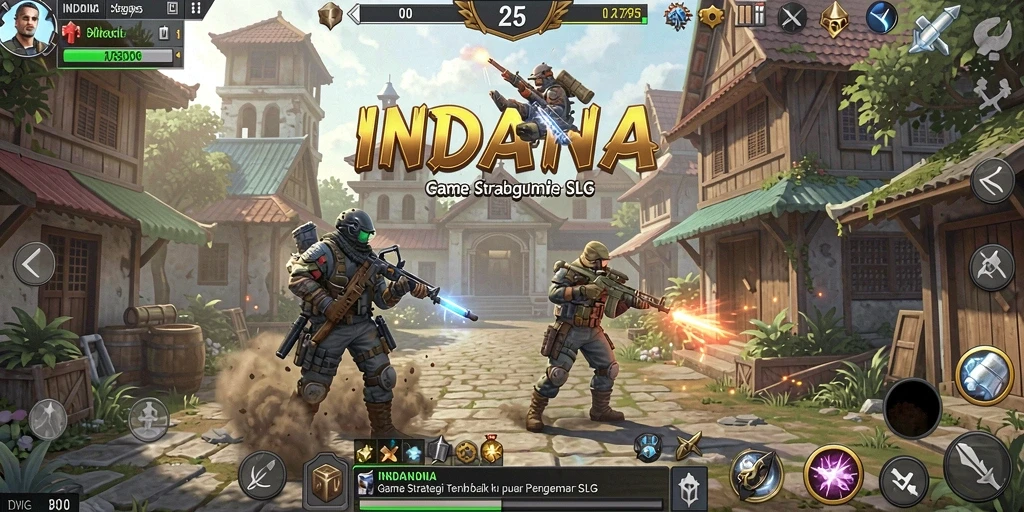 Screenshot gameplay INDAAA menampilkan pertempuran strategis yang mendebarkan.