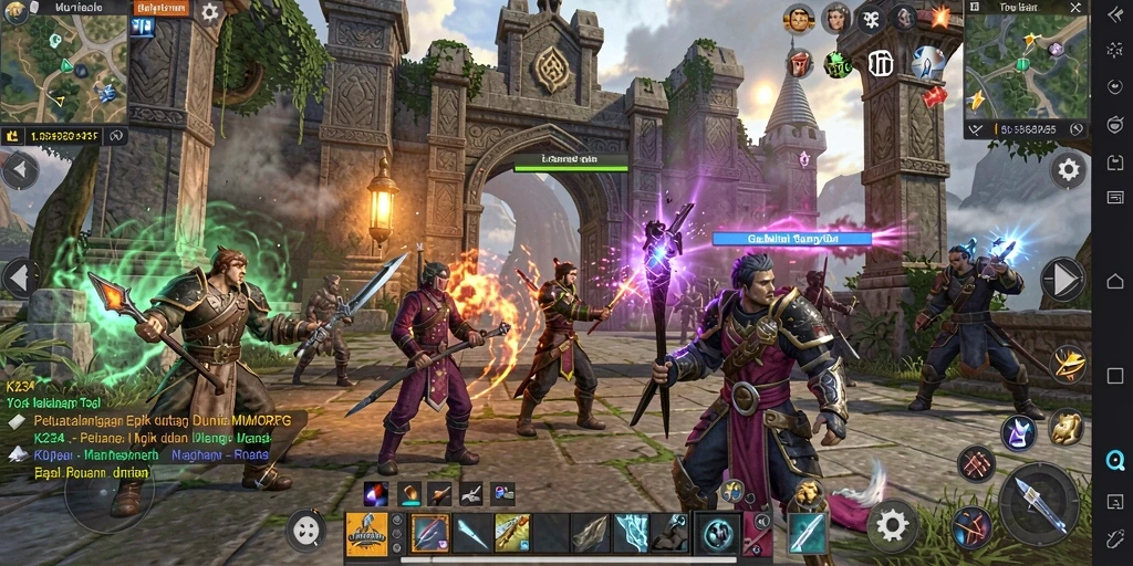 Tampilan gameplay K234 dengan aksi pertempuran MMORPG yang mendebarkan.