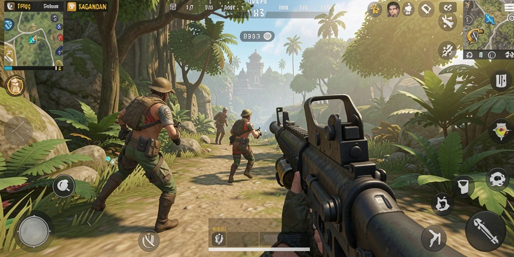 Tampilan gameplay mendebarkan dalam KAGANDAN dengan aksi penuh adrenalin.