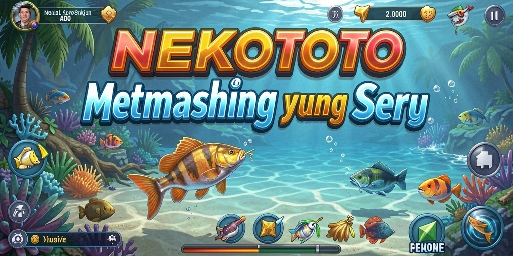 Tampilan menarik dari gameplay memancing di NEKOTOTO.