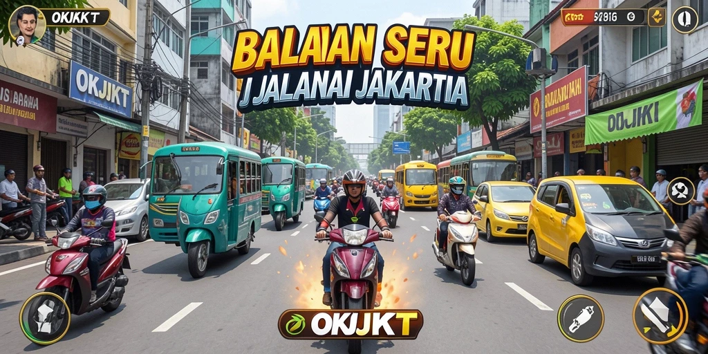 Tampilan gameplay balapan di jalanan Jakarta yang mendebarkan.