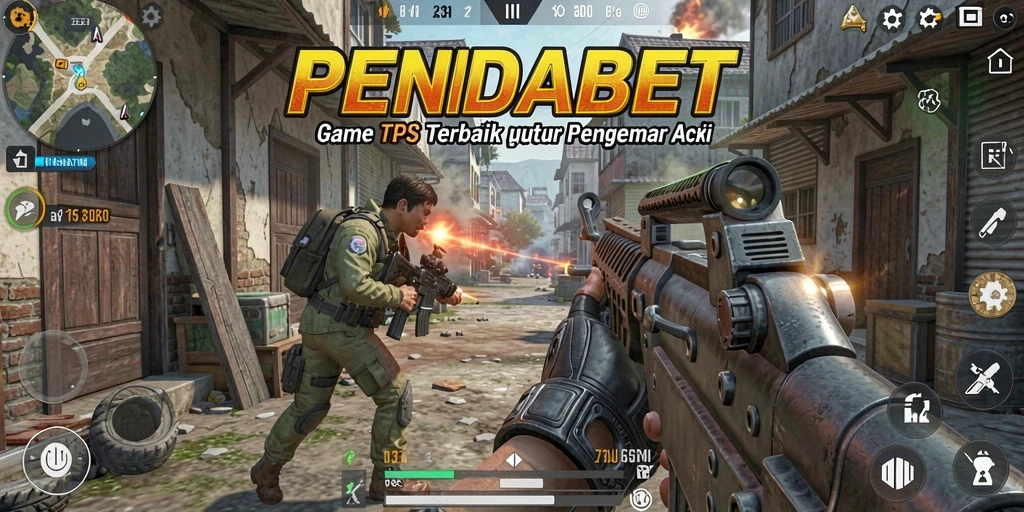 Screenshot game PENIDABET dengan aksi tembak-menembak yang intens.