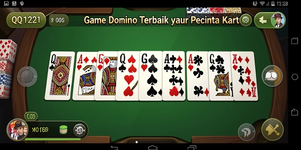 Tampilan gameplay seru dalam QQ1221 dengan kartu Domino.