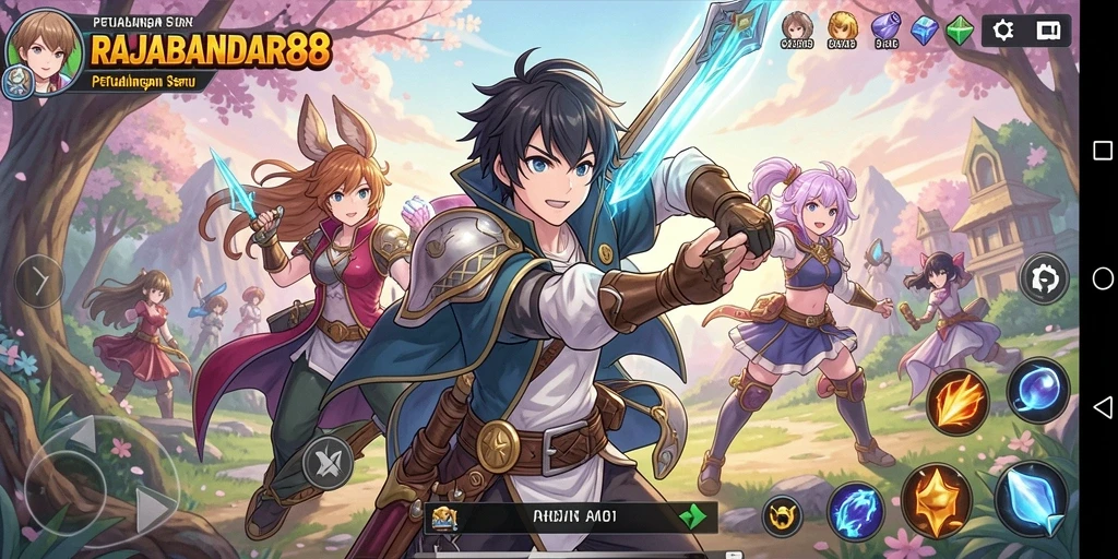 Tangkapan layar RAJABANDAR88 menampilkan karakter anime dan pertarungan seru.