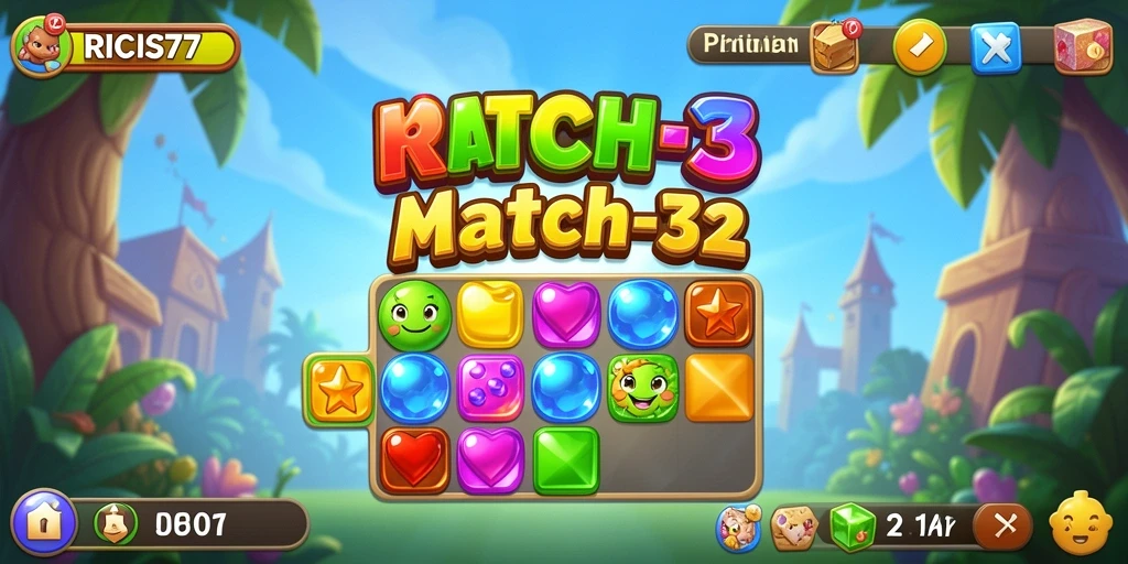 Tampilan gameplay menarik dari RICIS77 dengan tantangan Match-3.