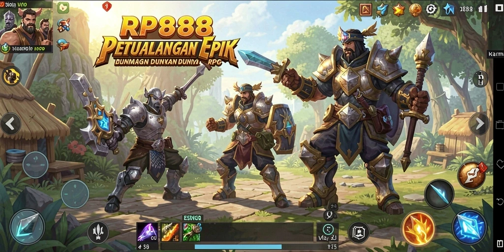 Tampilan gameplay RP888 yang memukau saat bertarung di dunia fantasi.