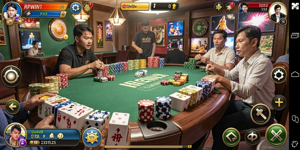 Tampilan gameplay seru di RPWIN1 yang menunjukkan struktur permainan QiuQiu.