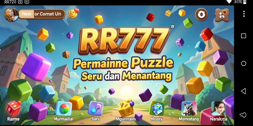 Tampilan gameplay RR777 yang penuh warna dan menantang teka-teki.