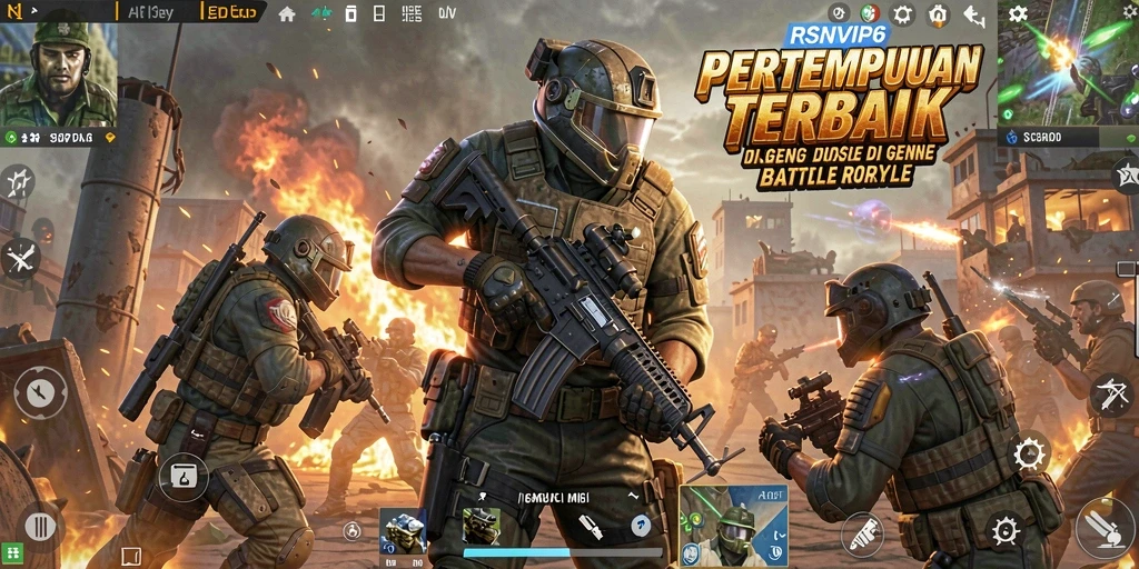Screenshot gameplay RSNVIP6 menampilkan pertempuran seru di pulau terpencil.