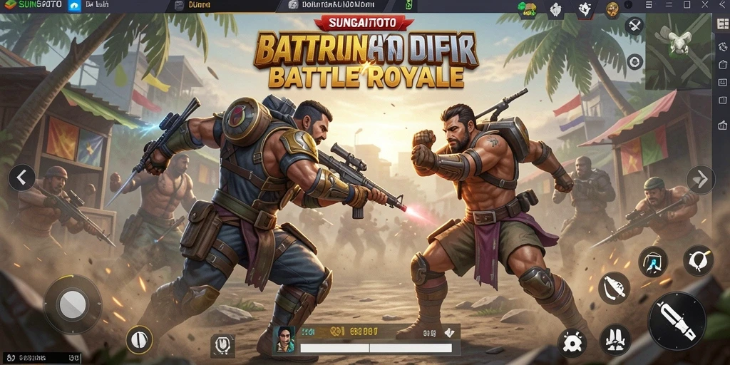 Tangkapan layar SUNGAITOTO menampilkan pertempuran seru dalam arena Battle Royale.