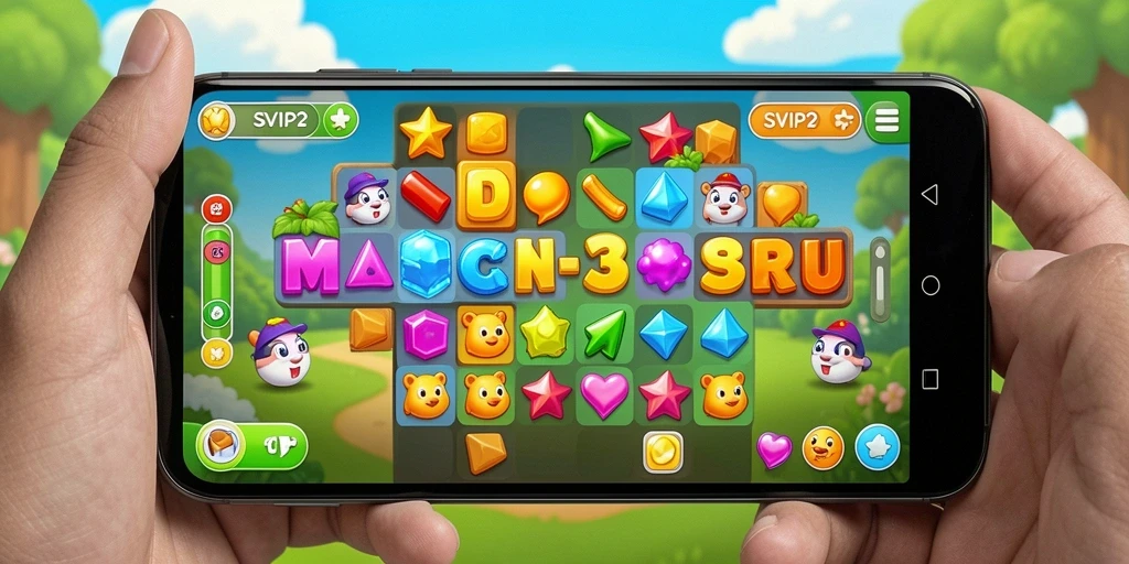 Tampilan gameplay seru dalam SVIP2 dengan berbagai tantangan Match-3.