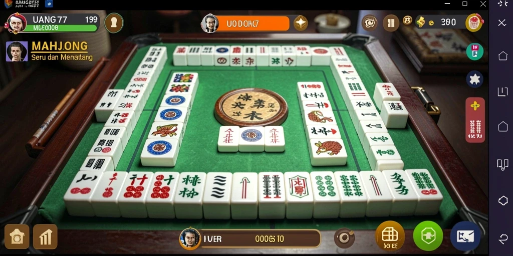 Tampilan gameplay UANG77 yang menarik dengan ubin Mahjong.