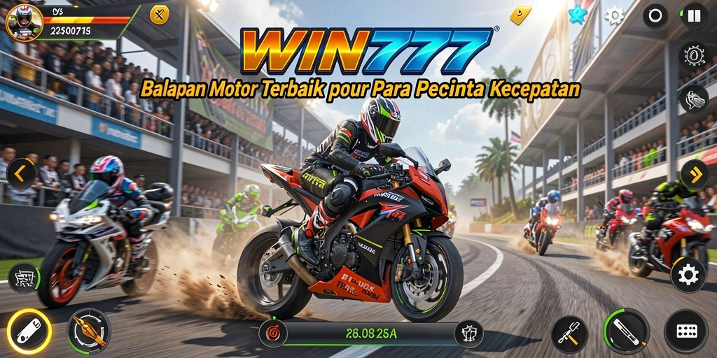 Tampilan gameplay menegangkan dari WIN777 dengan balapan motor.