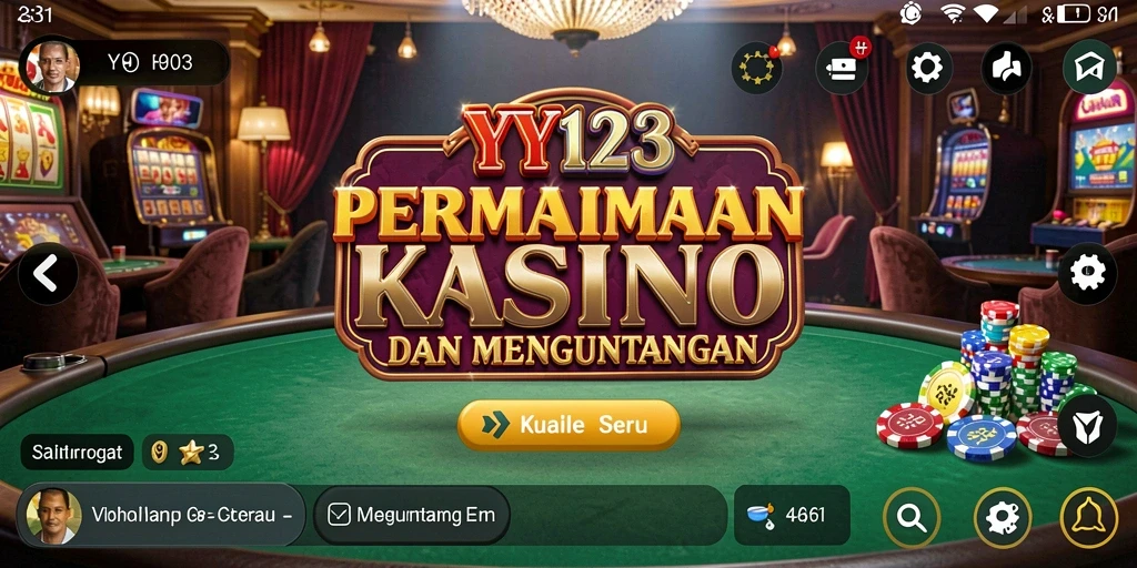 Screenshot utama YY123 menampilkan gameplay kasino yang mendebarkan.